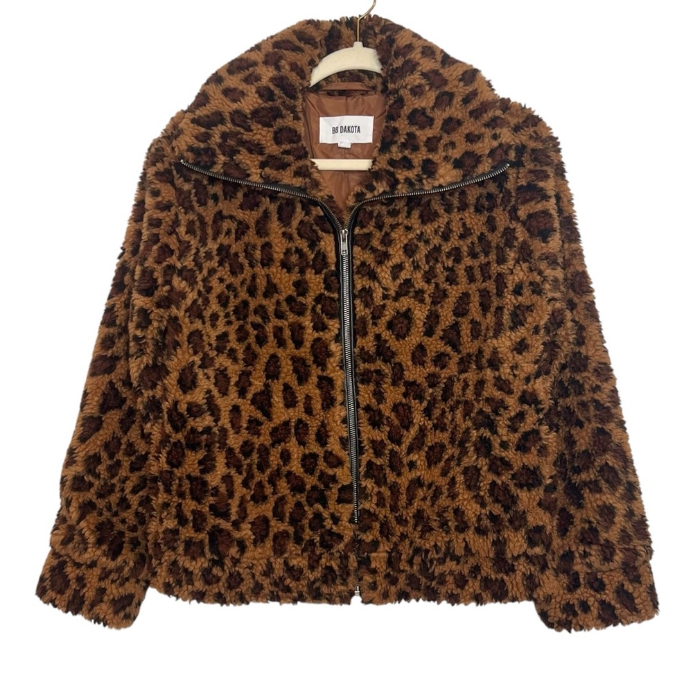 BB DAKOTA Kitty Come Close Teddy Jacket in Leopard Print. Size Small‎ - Picture 3 of 8